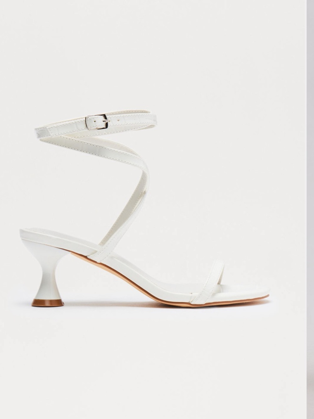 White Heeled Sandals with Ankle Wrap